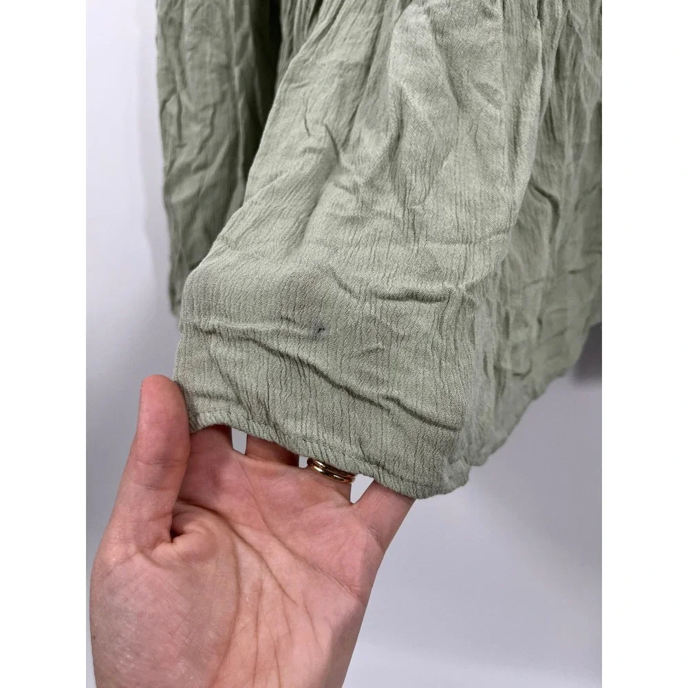 Womens Tiered Maxi Skirt L Green Ruffle Boho Cottage Forest Fairy Beach Stretch